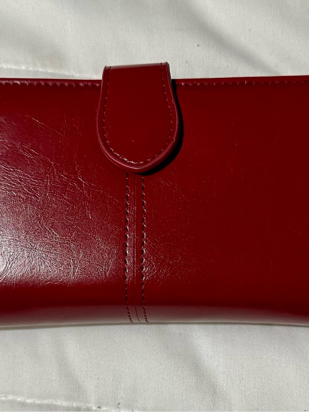 Sleek Red Leather Clutch Wallet - Women's Bag